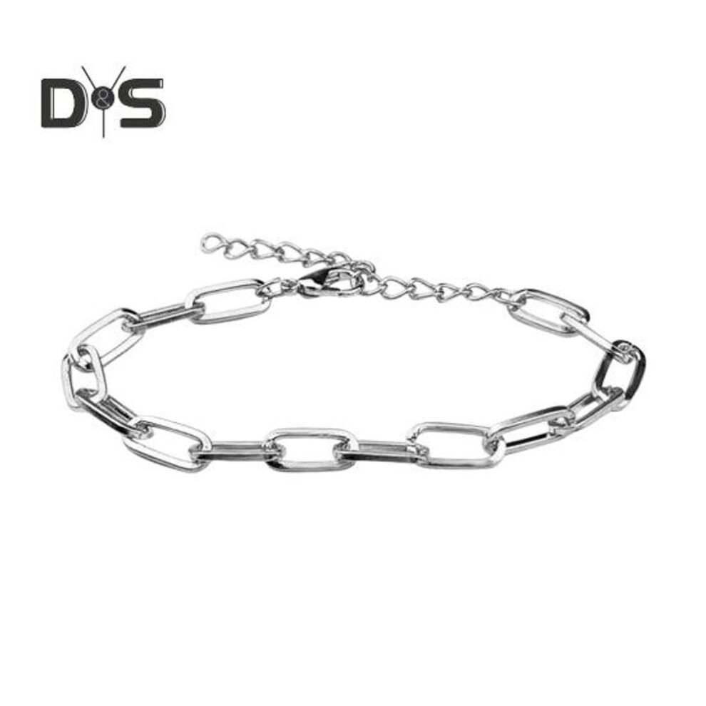 (silver) Women Bracelet Adjustable Length Hollow Out Chain Solid Color Polished Electroplated Stainless Lightweight Punk Hip Hop Cool Girl Bangle Wrist Ring