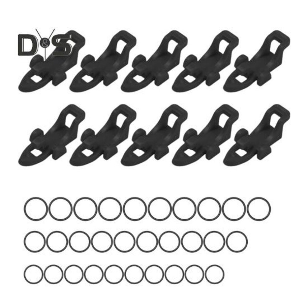 (black) 10pcs Fishing Lure Hook Holder With Rubber Rings Universal Fishing Rod Bait Fishook Holder Keeper With Holes Fishing Accessories