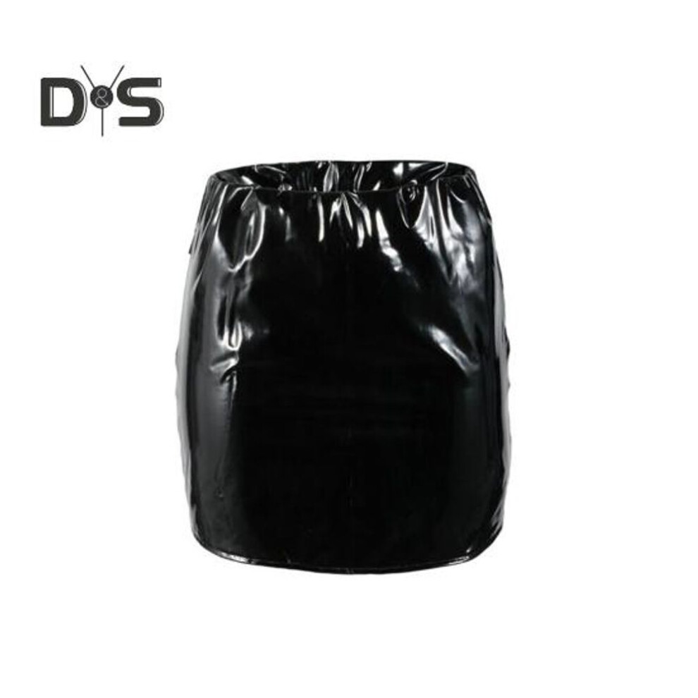 (S, black) Imitation Leather Mini Skirt Sexy Versatile Solid Color Short Skirt Parties Clubs Women Bottoming Skirt Fashion Garment