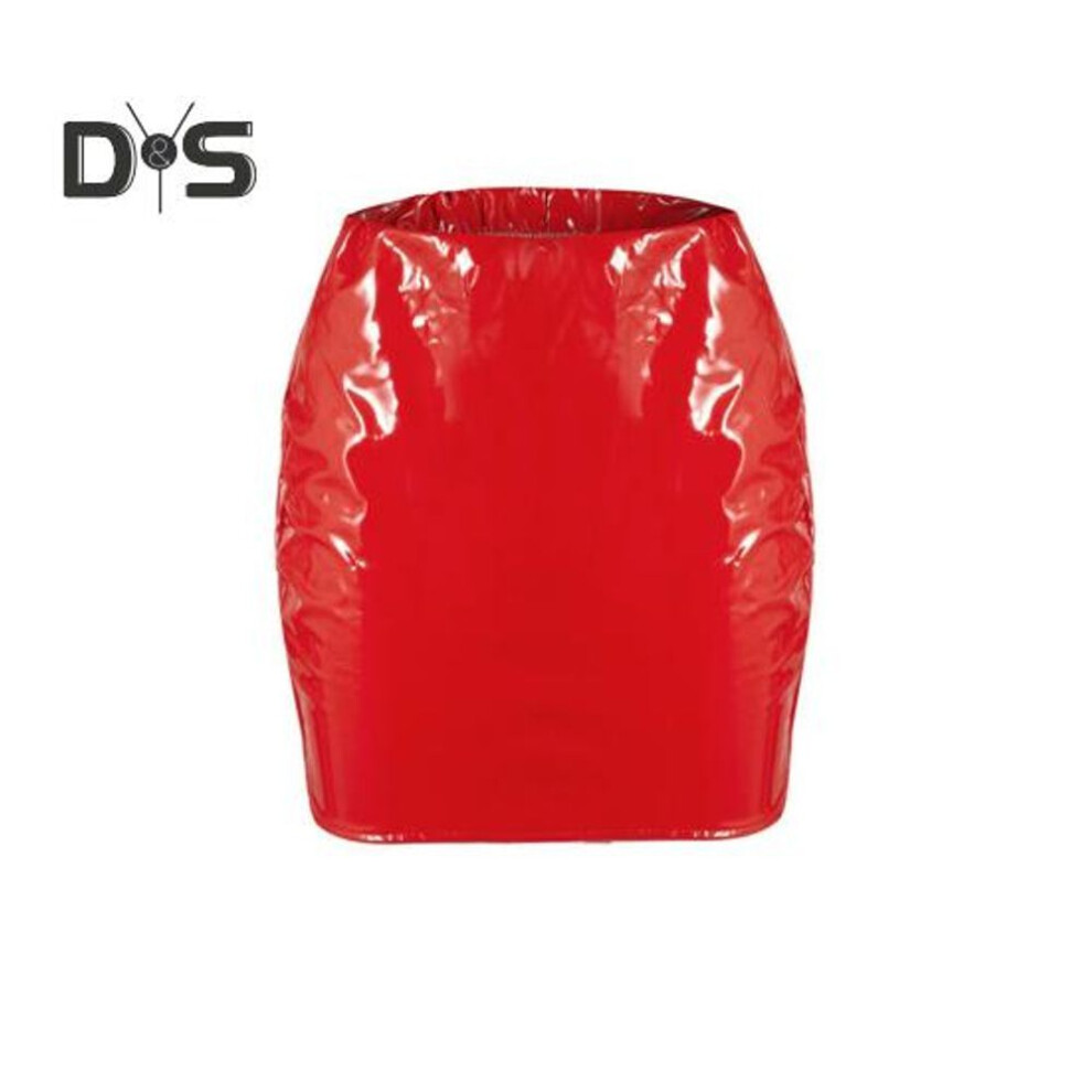 (XL, red) Imitation Leather Mini Skirt Sexy Versatile Solid Color Short Skirt Parties Clubs Women Bottoming Skirt Fashion Garment