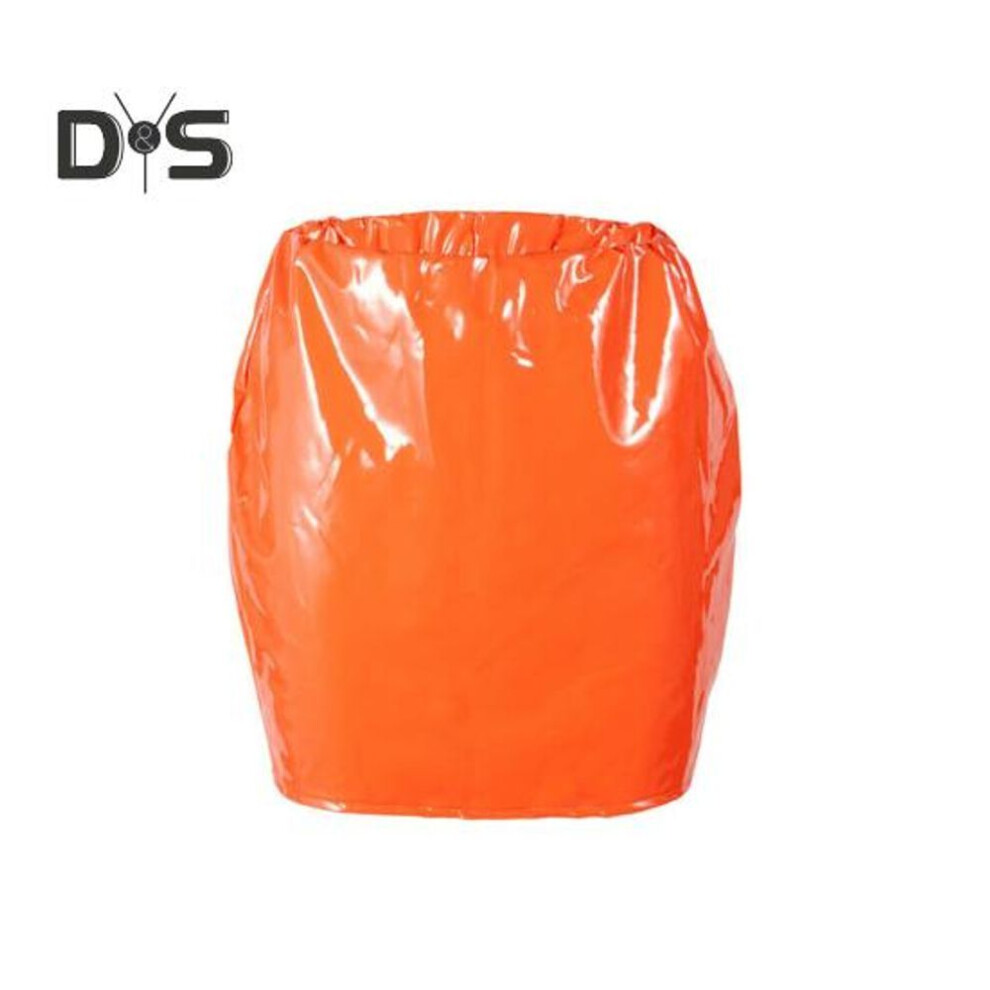 (XL, orange) Imitation Leather Mini Skirt Sexy Versatile Solid Color Short Skirt Parties Clubs Women Bottoming Skirt Fashion Garment
