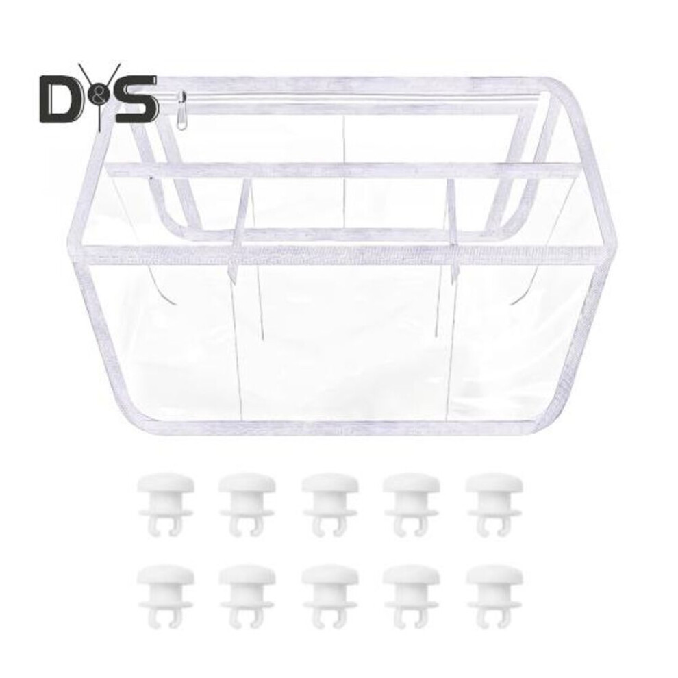 (white) Waterproof Transparent Storage Bag Zipper Closure Large Capacity Multipurpose Clear Beach Bag Organizer Accessories