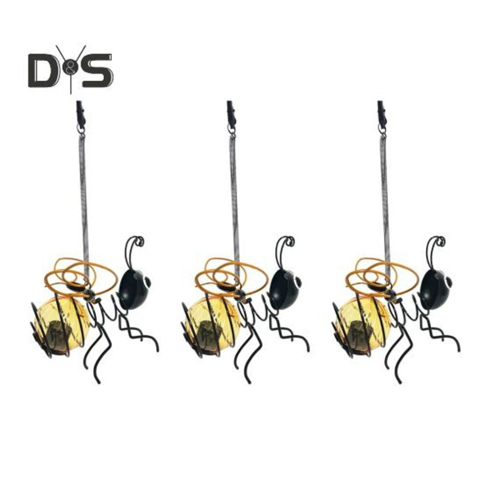 (golden, 3pcs) 3 Pcs Solar Bee Simulation Lights Ip44 Waterproof Outdoor Hanging Insect Light With Elastic Spring All-weather Lighted Bee Decoration For Garden