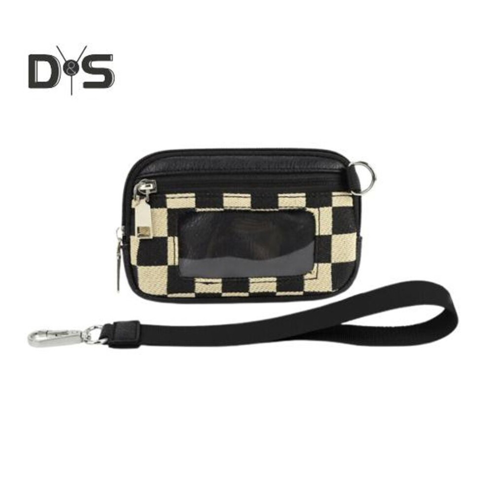 (black) Outdoor Wrist Wallet With Strap Waterproof Wristband Pouch With Transparent Window 3 Zippered Pockets Coin Holder Travel Sport Fanny Pack Unisex