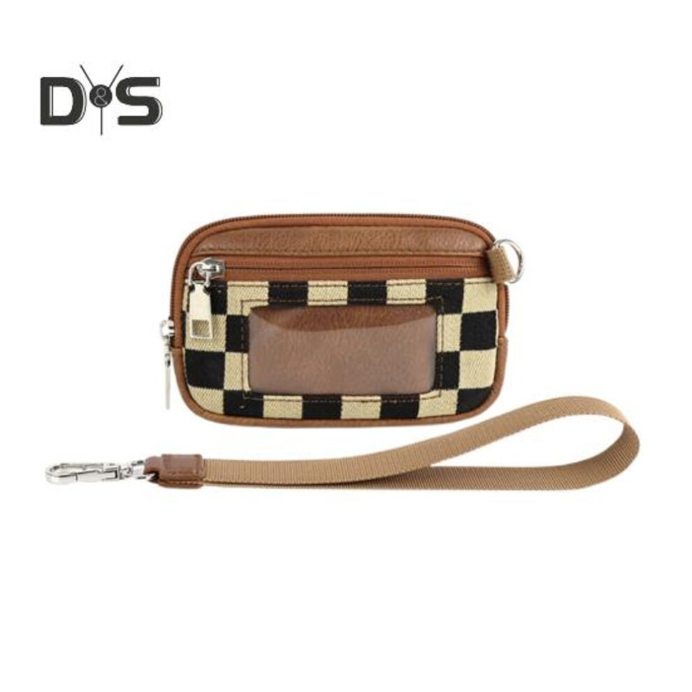 (black brown) Outdoor Wrist Wallet With Strap Waterproof Wristband Pouch With Transparent Window 3 Zippered Pockets Coin Holder Travel Sport Fanny Pack Unisex