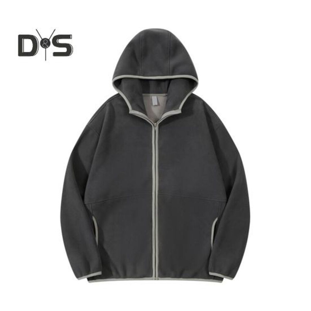 (dark gray, XL) Winter Hooded Coat with Pockets Cardigan Zipper Closure Thick Long Sleeves Solid Color Loose Jacket Daily Outdoor School Sport Outerwear