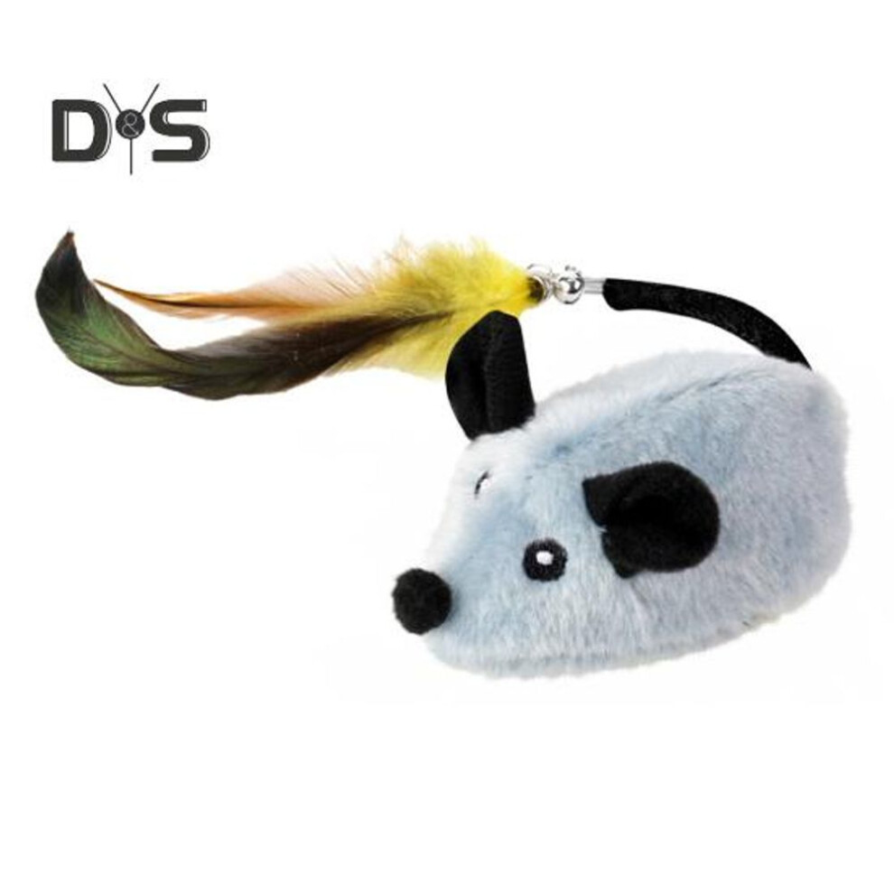 (grey) Electric Mouse Toy For Cats Interactive Plush Mouse With Remote Control Rechargeable Automatic Moving Cat Mice Toy With Feather Tail