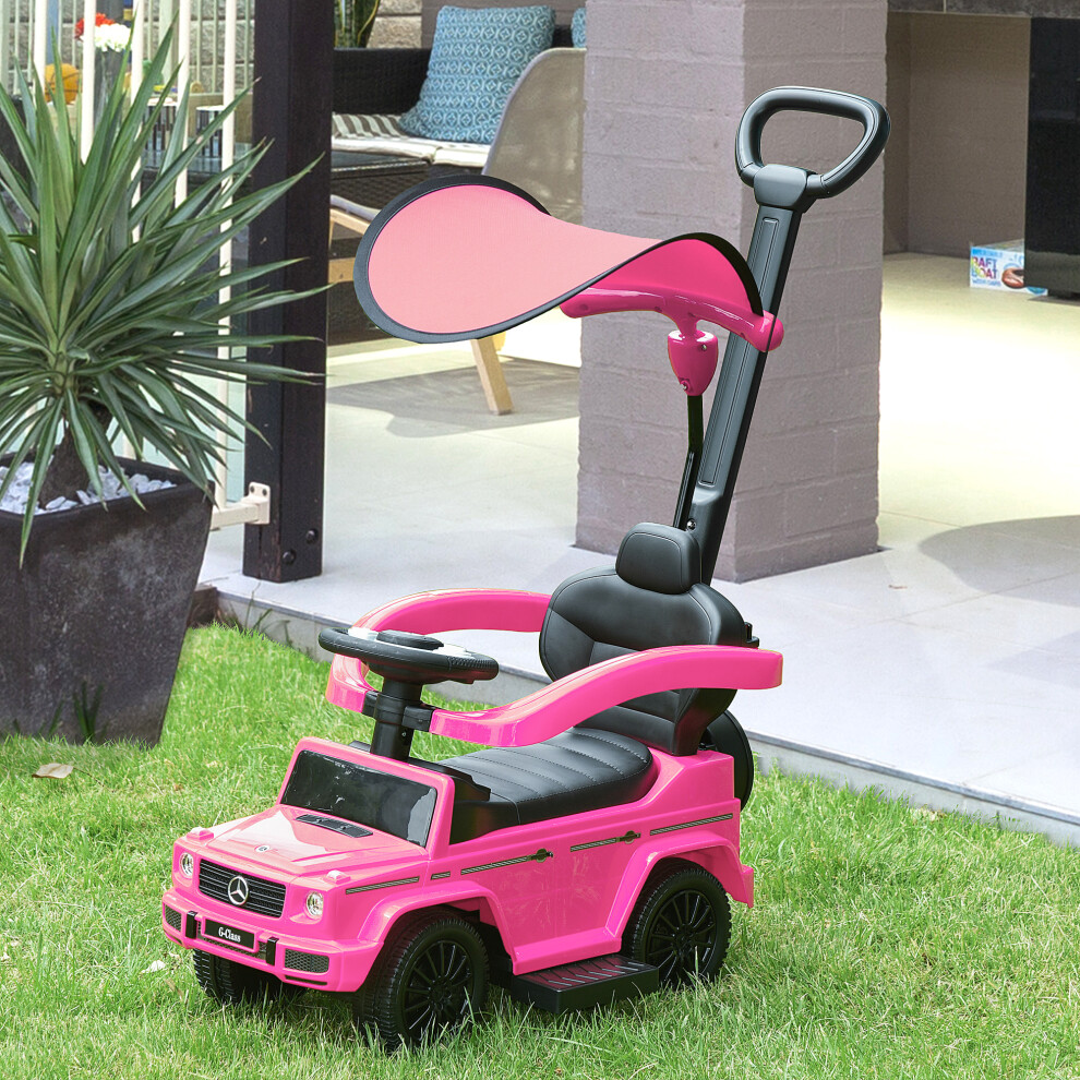 Homcom Kids Ride-On Push Car 3 In 1 Benz G350 Baby Floor Slider Walker, Pink