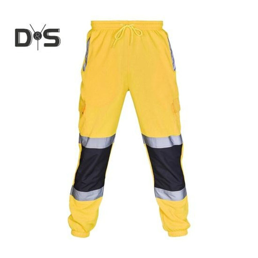 (yellow, XXXXL) Reflective Safety Pants 360 Degree Reflective Zones High Visibility Nocturnal Outdoor Construction Worker Night Shift Running Biking Trousers