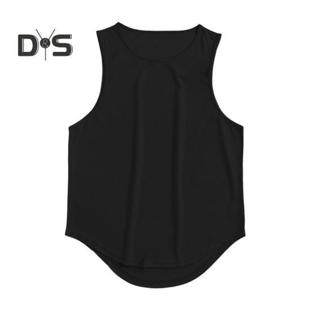 (black, M) Men Summer Sport Vest O Neck Good Breathability Solid Color Sleeveless Sweat Absorption Quick Dry Pullover Gym Fitness Jogging Tank