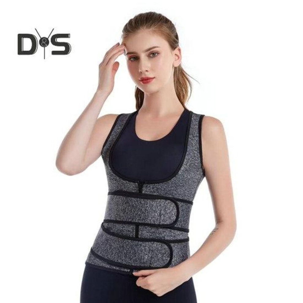 (grey, S) Women Sport Shapewear Corset Tummy Control Flat Slim Waist Trainer Fitness Slimming Seamless Fat Burning Heat Dissipation Adjustable Waist Belt