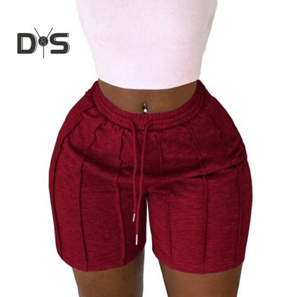 (wine red, XL) Women's Athletic Shorts Casual Workout Sweat Shorts Elastic Drawstring Waist Mini Shorts Summer Sports Outfits