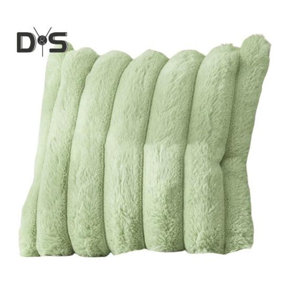 (green) Throw Pillowcase Large Stripe Pattern Patchwork Hidden Zipper Closure Fuzzy Material 45*45cm Pillow Cover Bedroom Living Room Sofa Party Decoration