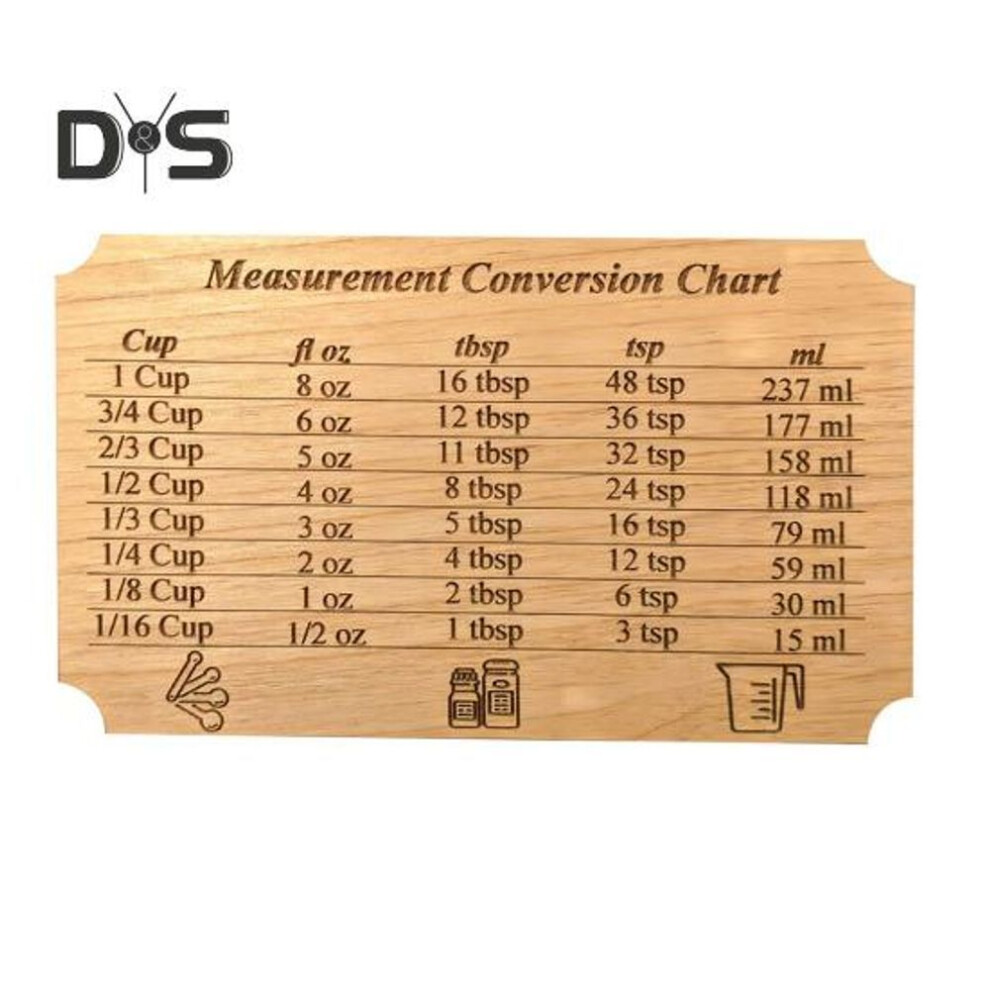 Baking Measurement Conversion Board Wooden Cutting Boards For Rv Kitchen Prep Reusable Metal Magnetic Kitchen Conversions For Cups Tablespoons