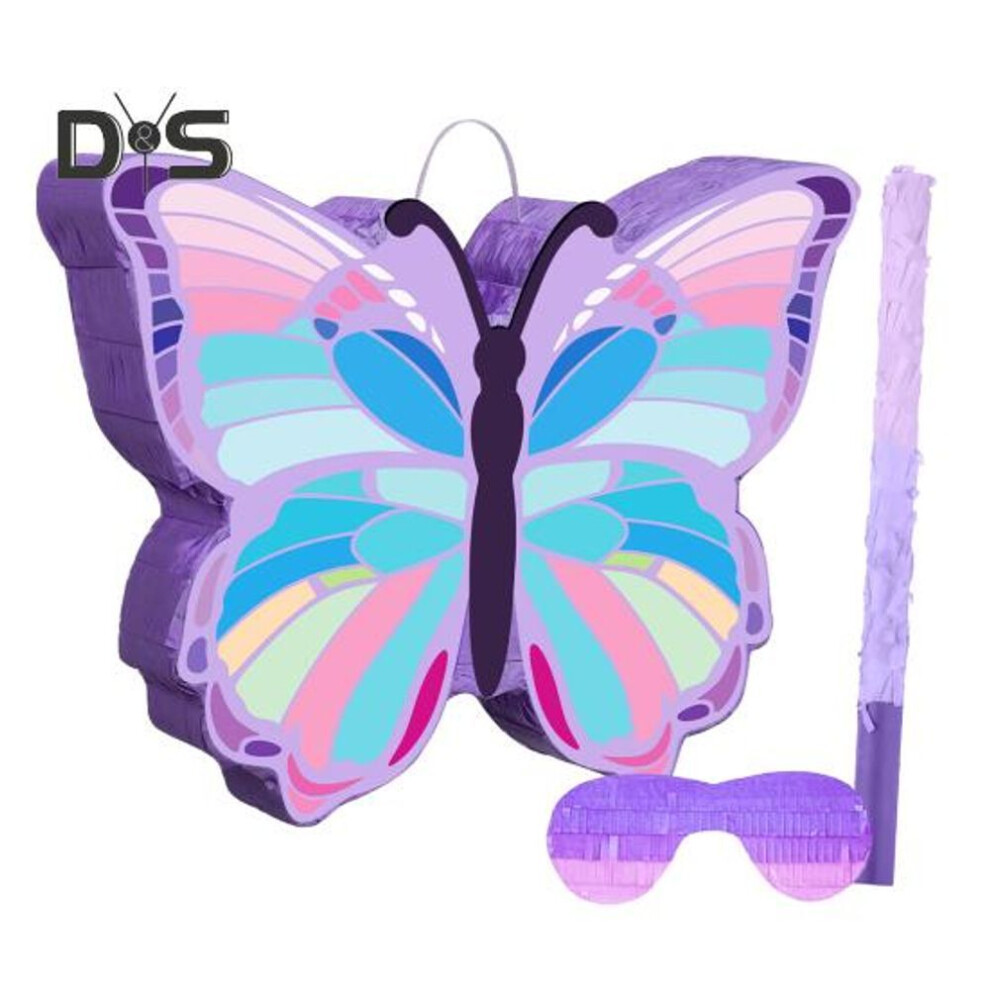 Butterfly Pinata Kids Pull String Pinata With Stick Blindfold Confetti For Girls Interactive Birthday Party Supplies For Photo Prop Candy Holder