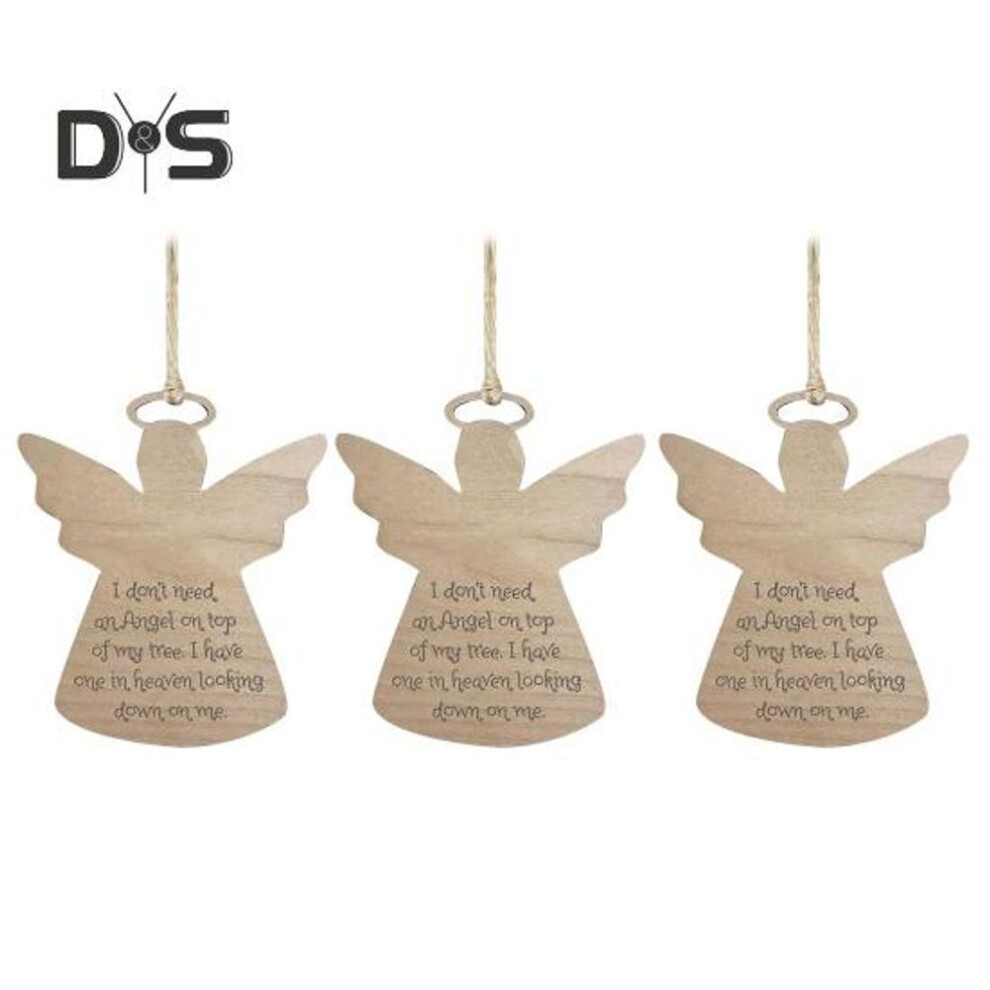 (as the picture, 3pcs) 1/3/5pcs Easter Angel Hanging Ornament Car Rearview Mirror Christmas Tree Wooden Angel Hanging Decoration Loss Of Loved One Memorial Pendant