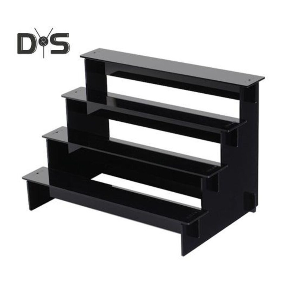 (black, XL) Desktop Ladder Display Stand Easy Assembly Acrylic Perfume Organizer 1-4 Tier Options Versatile Cosmetic Holder