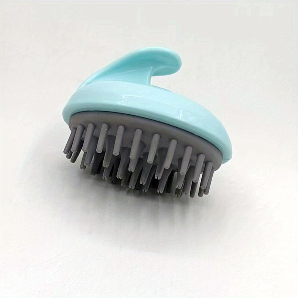 (Blue) Silicone Scalp Massager and Shampoo Brush - Comfortable Head Massage Comb for Men and Women,Normal Hair, Plastic Bristles, Durable ABS Handle