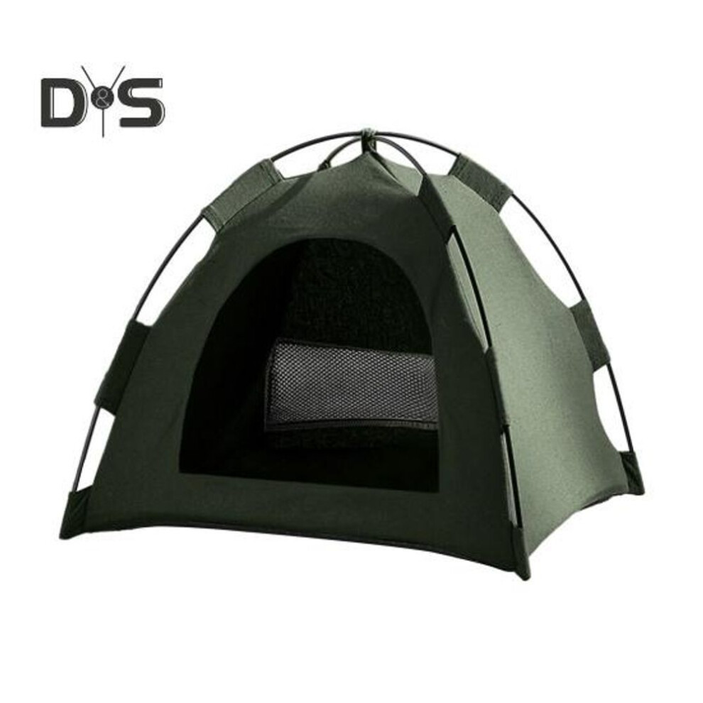 (dark green) Pet Tent Outdoor Cat House with Non-Slip Bottom UV-Resistant Portable Foldable Indoor Outdoor Sunshade Cat Tent Dog House