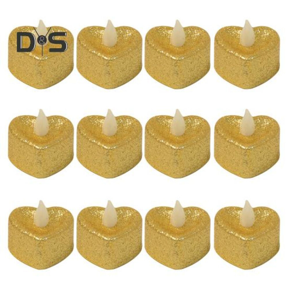 (golden) 12 Pack Battery Operated Tea Light Candles Flickering Flameless LED Candle Lights Realistic Wicks Tabletop Lamp Decoration