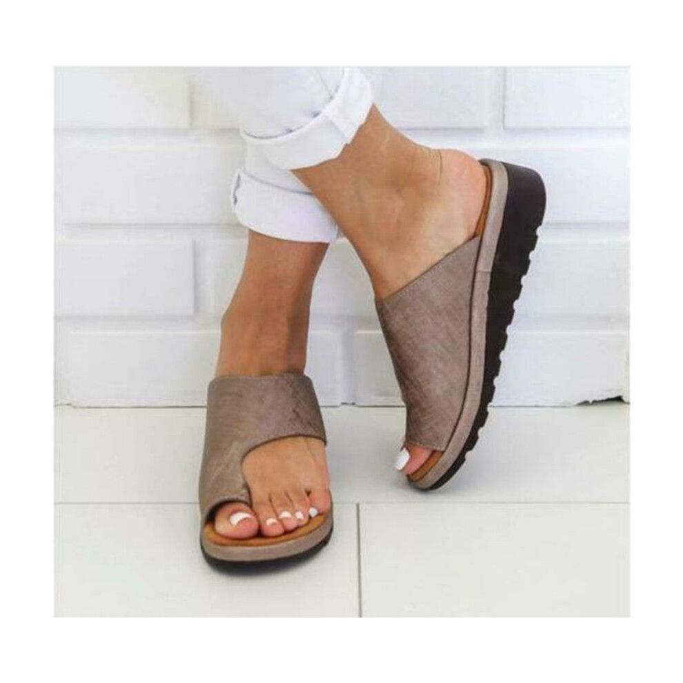 (Khaki,EU37)Sandale plate-forme confortable pour femmes oignon correcteur bout ouvert soutien correct arche