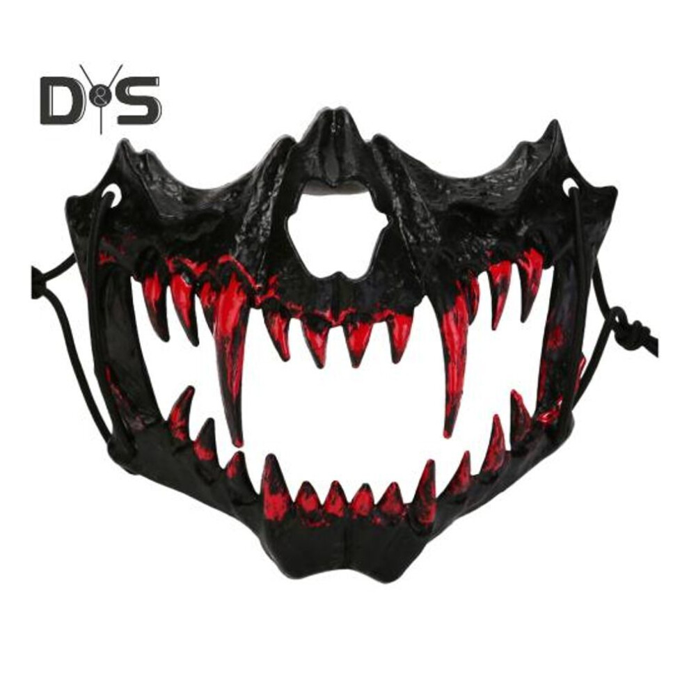 (as the picture, H) Half Face Mask Horror Halloween Costume Props Animal Skeleton Blood Mask with Elastic Straps for Halloween Cosplay Carnivals Masquerades