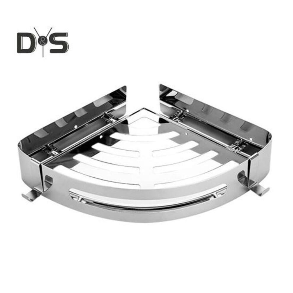 (silver, 20cm) Space Saving Corner Shower Caddy Bathroom Shelf Punching Free Easy Installation 2 Hooks Bathroom Corner Shelf