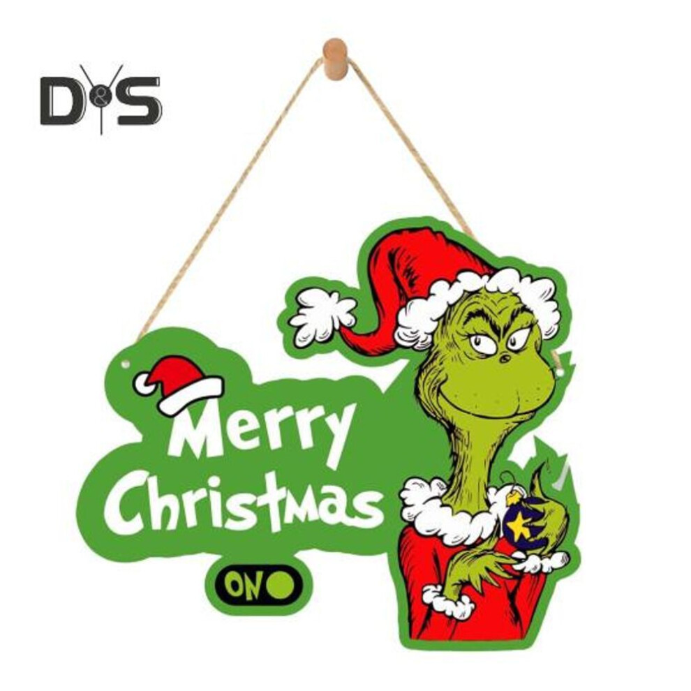(as the picture, 30cm 1) Christmas Green Elf Door Sign Merry Christmas Wooden Door Hanger Front Door Wall Hanging Welcome Plaque Decoration Holiday Pendant