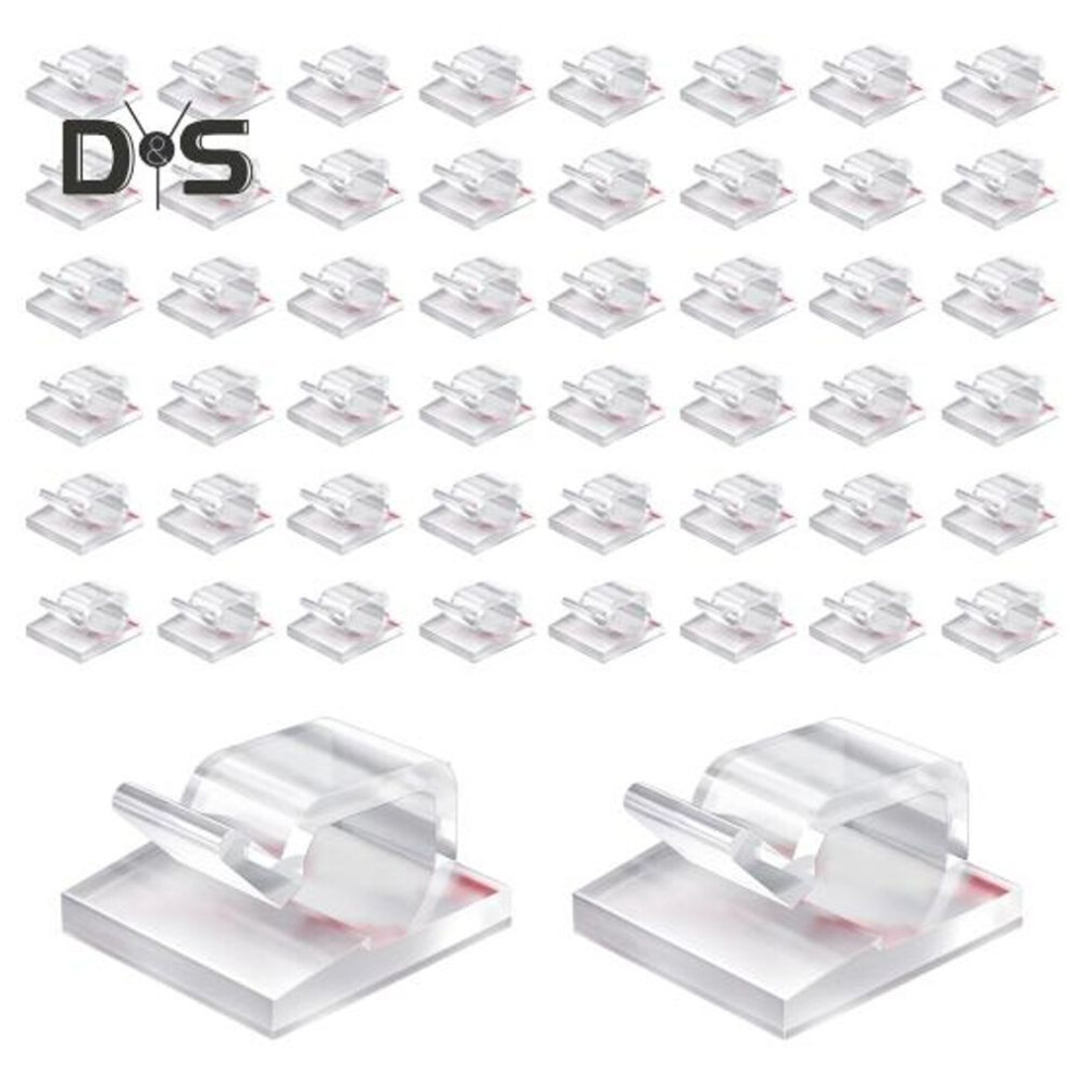 (white, 50pcs) 10/50Pcs Clear Cable Management Clip Self Adhesive Multi-functional Wire Fixing Clip Sticky Cord Holder Outdoor Christmas Fairy Light Organizer Clip