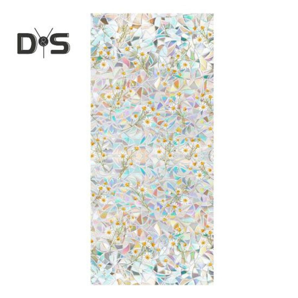 (as the picture, H) Iridescent Window Film Green Leaf Flower Pattern Non-Adhesive Glass Sticker Reusable Privacy Film for Living Room Bedroom Bathroom