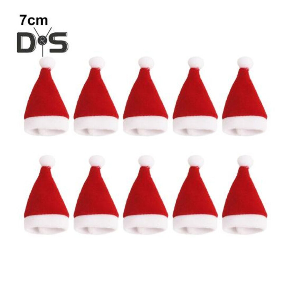 (as the picture, XS) 10pcs Mini Santa Hat Wine Bottle Covers Plush Christmas Tableware Holder Velvet Lollipop Caps Xmas Party Decoration