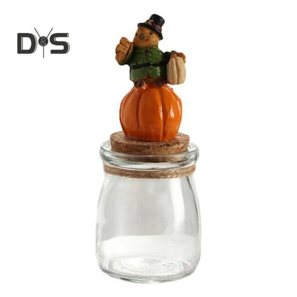 (as the picture, E) Halloween Candy Jar Small Glass Jar With Lid Bat Pumpkin Sculpture Halloween Decoration Candy Jar For Kitchen Table