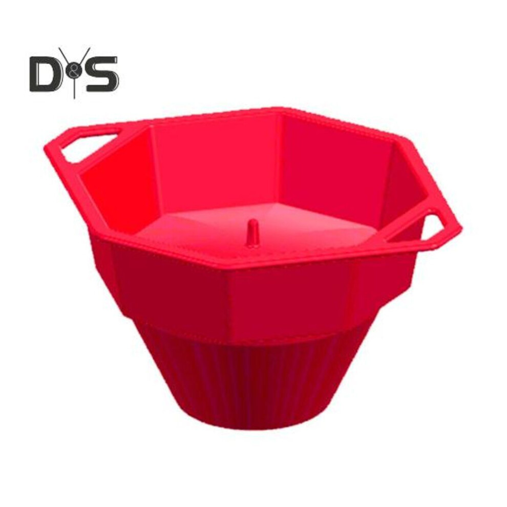 (red) Silicone Microwave Popcorn Maker Collapsible Bowl With Lid Handle Eco-friendly Waste-free High Temp Resistant Reusable Home Kitchen Gadget