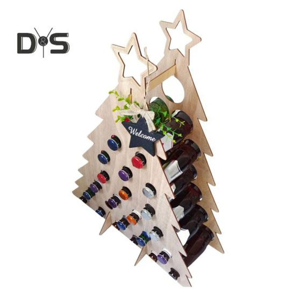 Adult Advent Calendar Liquor Tree Wood Wine Bottle Rack Christmas Countdown Calendar Decor Mini Bottles Holder For Home Decor