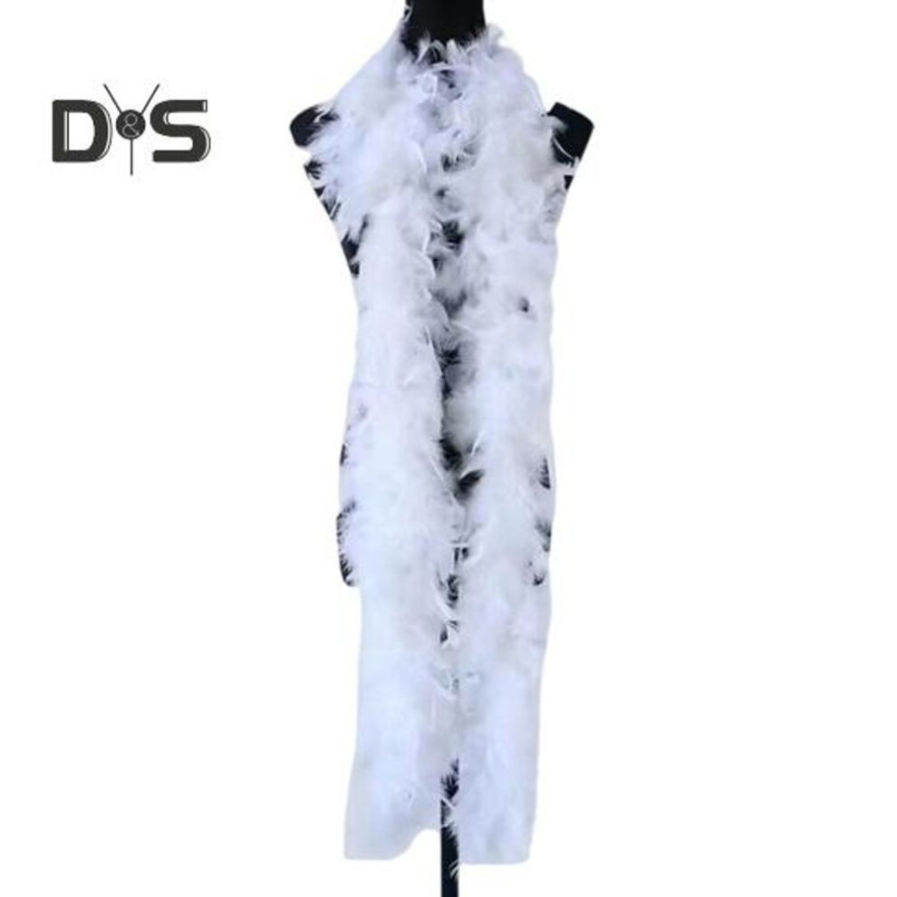 (white) 5.9ft Feather Boas Artificial Fluffy Boas Decoration Colorful Women Dress Up Costume Accessory For Party Concert Dancing Wedding
