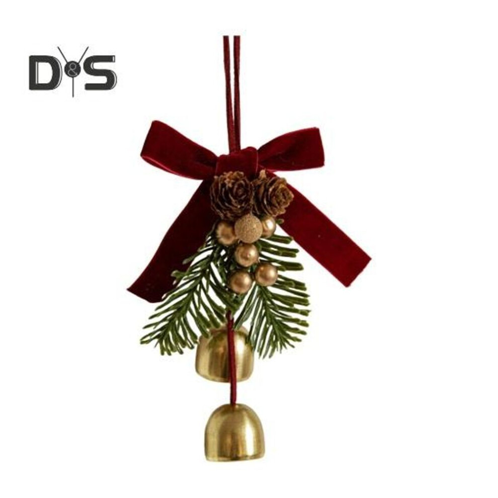 (as the picture, B) Christmas Pendant Bow Bell Pine Cone Decor New Year Festive Wall Windor Door Handle Parties Homes Bars Decoration Ornament