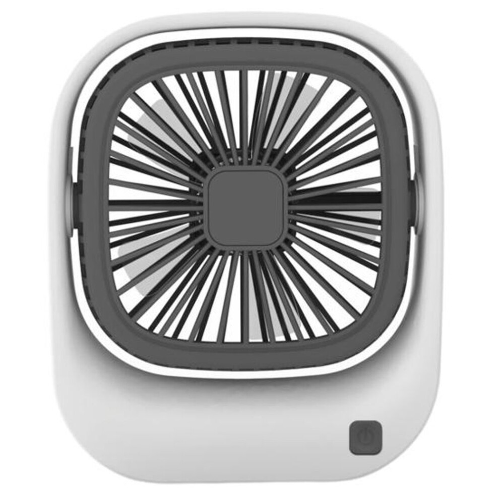 (white) Desktop Fan 2 Speeds Adjustable Angle 5 Blades Non-slip Base Contrast Color USB Rechargeable Mini Fan Summer Gift