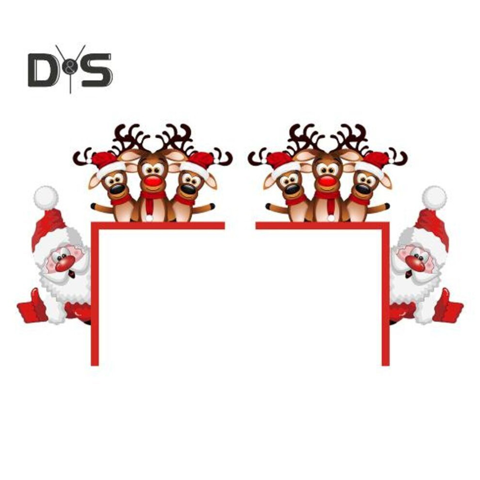 (as the picture, B) 2pcs Christmas Door Topper Wood Santa Claus Reindeer Door Corner Decoration Door Frame Sign Window Wall Craft Decor