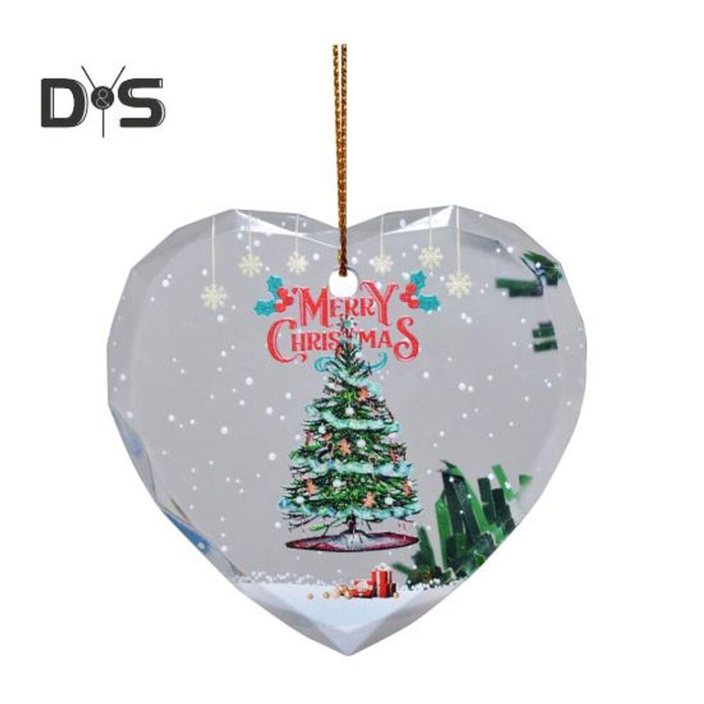 (as the picture, A) Christmas Ornaments Transparent Acrylic Heart Hanging Pendant Durable Winter Festival Supplies for Tree Decor Home Parties DIY Gifts