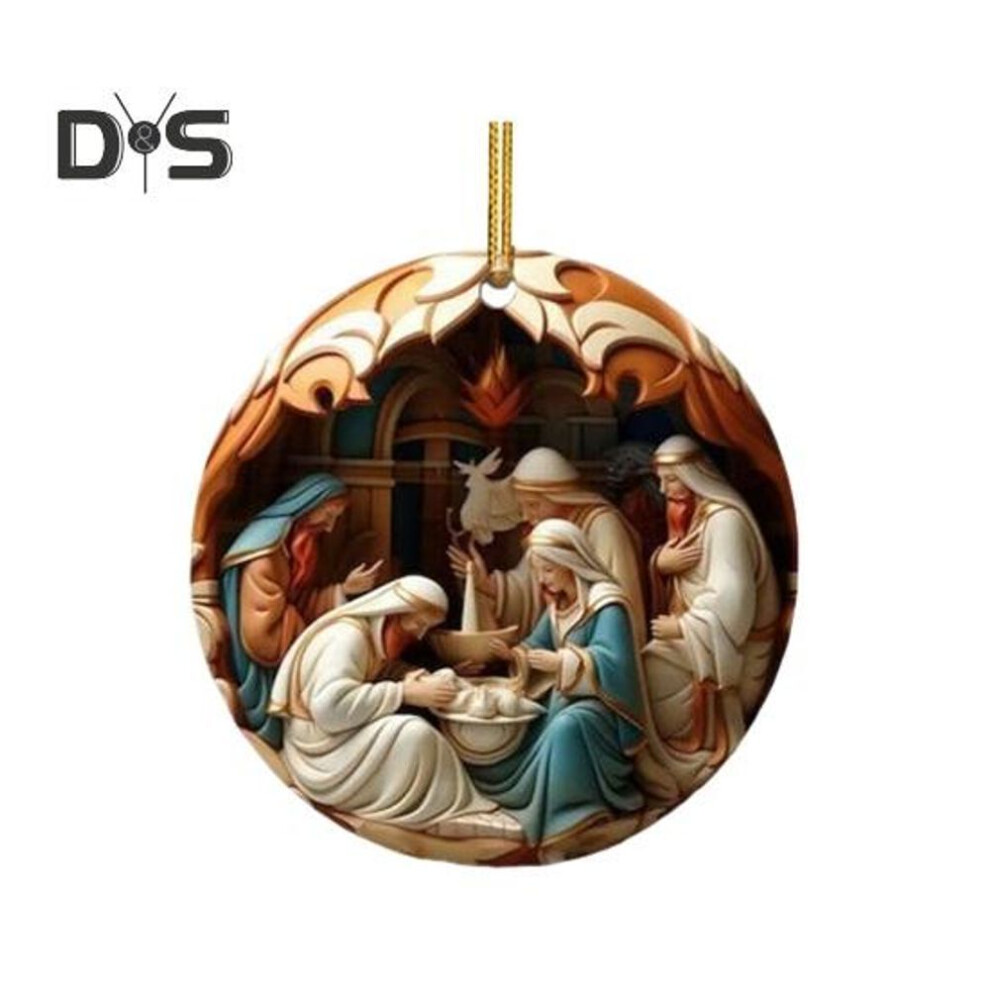 (as the picture, I) Nativity Scene Ornaments Acrylic Flat Hanging Pendant Keepsake The Birth Of Jesus Decor For Christmas Tree Party Car Wall Door