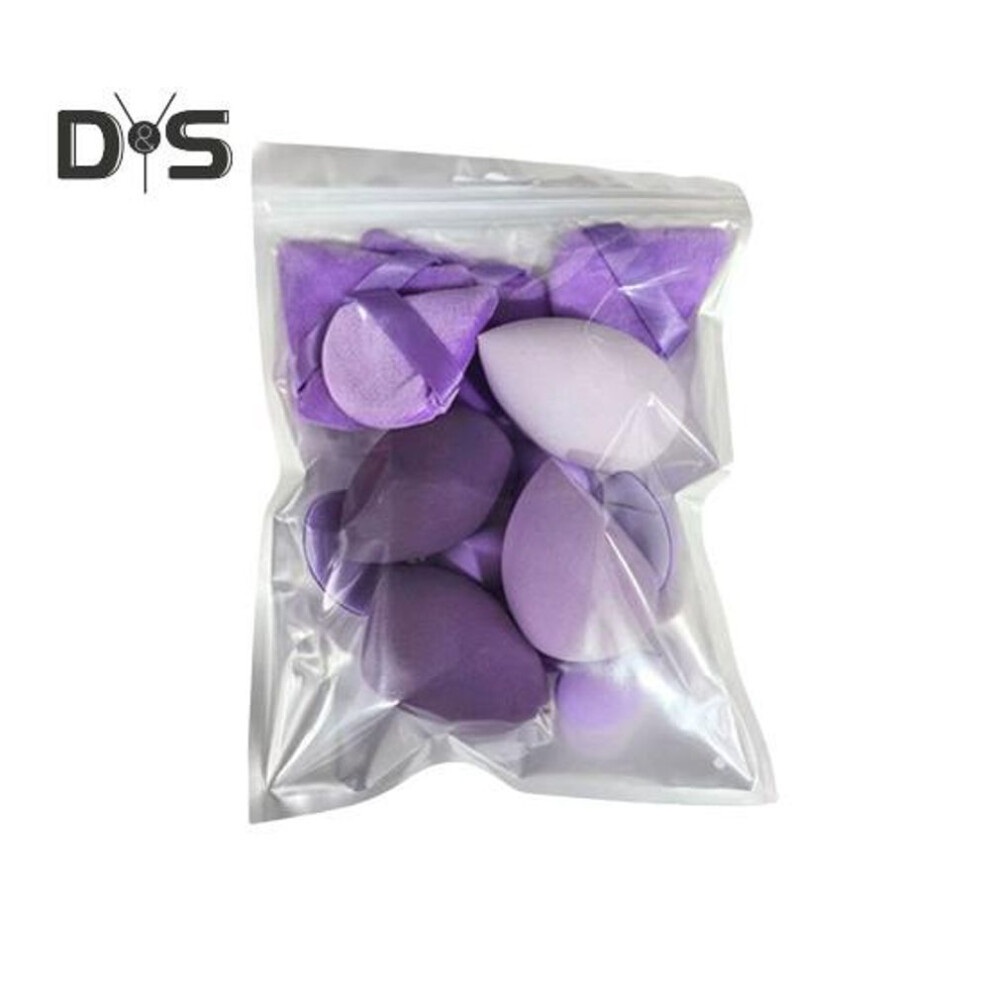(purple) 14pcs/set Powder Puff Makeup Sponge Kit Latex Free Foundation Blending Liquid Powder Cream Application Beauty Sponge Blender Women Makeup Tools