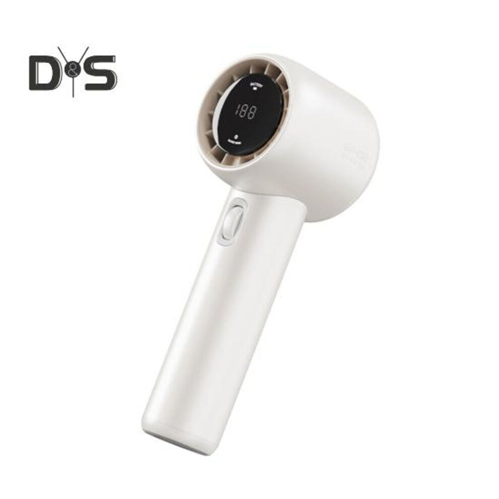 (white) Portable Handheld Fan Adjustable Turbo Mini Fan Digital Display Battery Powered USB Rechargeable Personal Fan