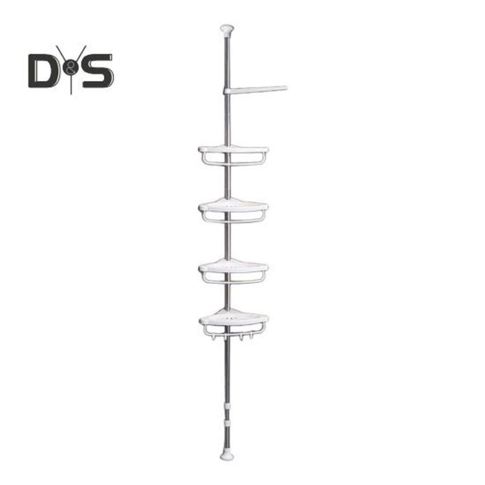 Stainless Steel Shower Caddy Tension Pole 4 Tier Adjustable Shelves Quick Installation Corner Shower Caddy Rustproof Storage Rack