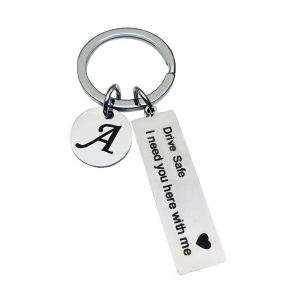(Other, A) Key Holder Letter Pattern Fathers Day Gifts Stainless Steel Drive Safe Keychain for Home