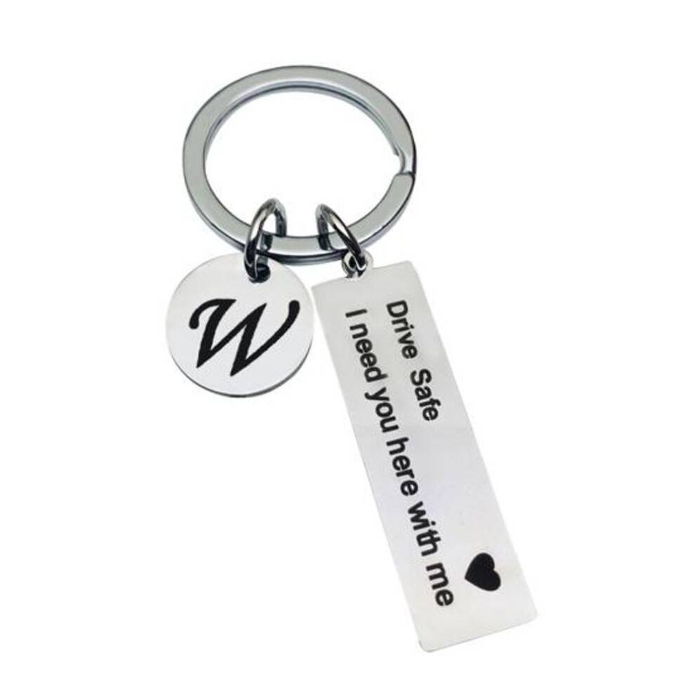 (Other, W) Key Holder Letter Pattern Fathers Day Gifts Stainless Steel Drive Safe Keychain for Home