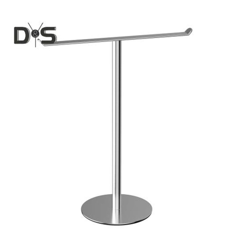 (silver) Bath Hand Towel Holder Easy to Install Multi-Purpose Bathroom Countertop T-Shape Towel Bar Rack Stand with Heavy Base