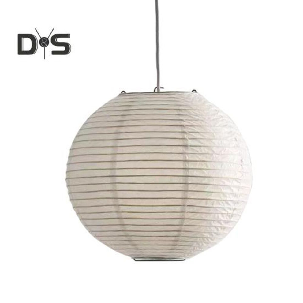 (as the picture, B) White Round Ceiling Lamp Minimalist Steel Wire Rice Paper Lampshade Hanging Ceiling Lamp For Living Room Bedroom Kitchen Decor