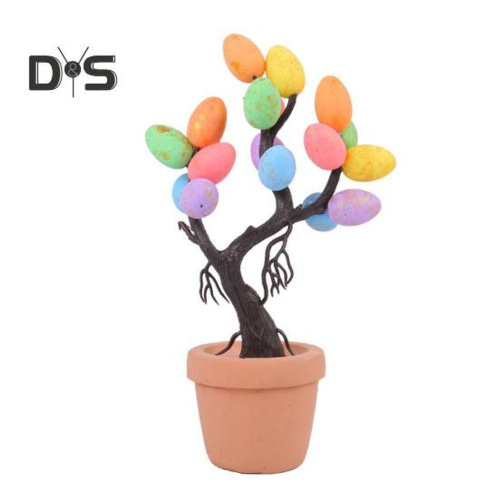 (golden) Easter Egg Plant Decorations Artificial Easter Egg Tree Pots Small Foam Spotted Egg Potted Flower Desktop Figurine For Spring Easter Party Home Decor