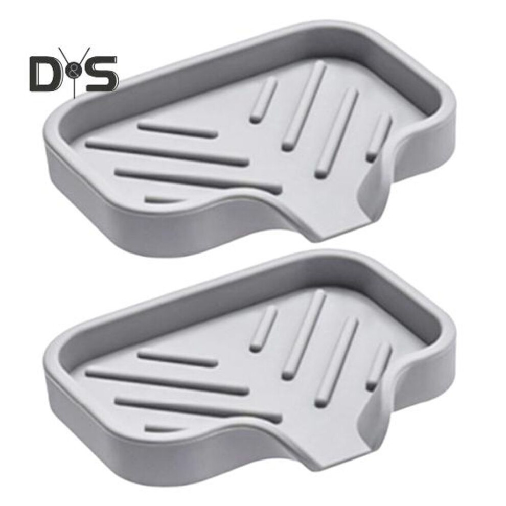 (as the picture, S) 1 Pair Silicone Draining Soap Mat Bathroom Waterproof Coasters Non-slip Design Easy To Clean Multi-functional Soap Dish Trays