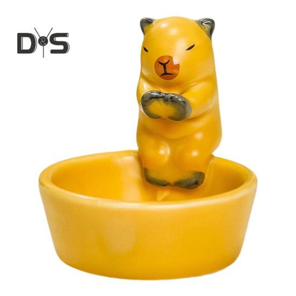 (yellow) Cartoon Candle Holder Ceramic Kitten Candlestick Capybara Candle Holder Tabletop Tea Light Holder For Living Room Bedroom Decor